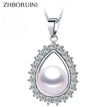 ZHBORUINI жемчуг Цепочки и ожерелья падение ювелирные изделия в форме натуральный пресноводный жемчуг 925 пробы серебряные медальоны для Для женщин