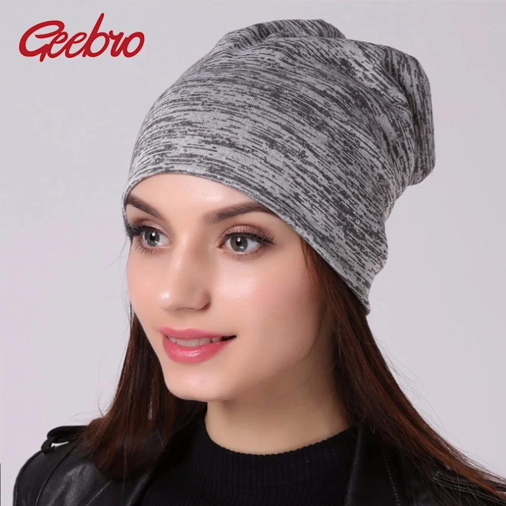 Geebro Brand Women's Beanie Hat Casual Polyester Striped Beanies For