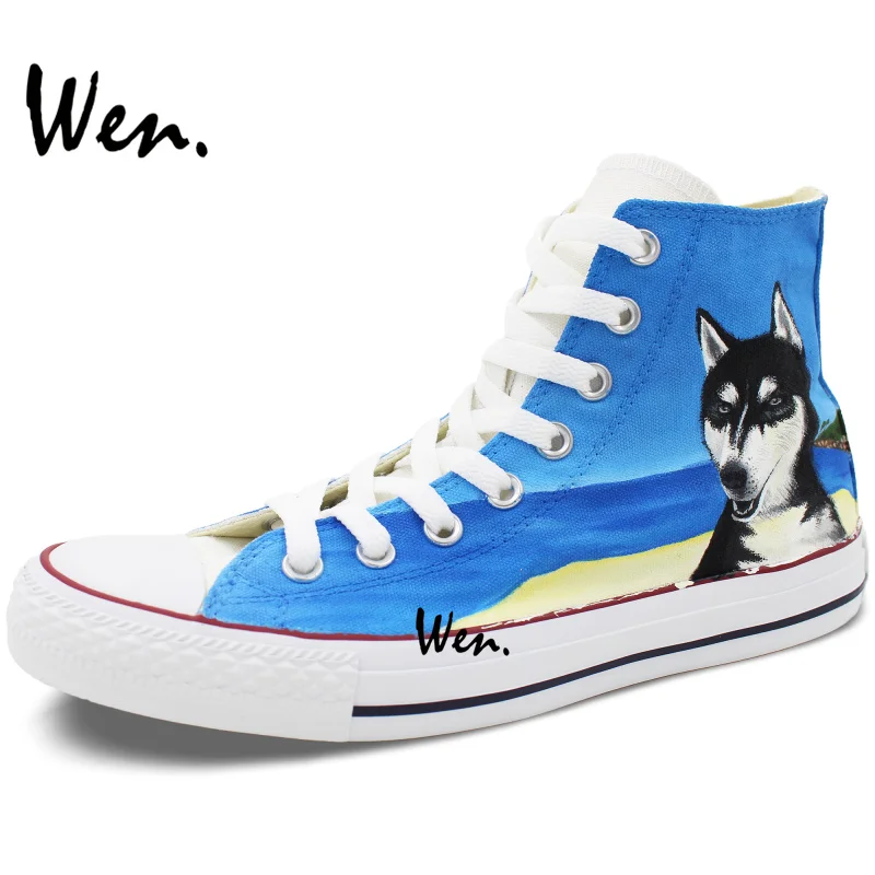 Wen Fire Pet Dog Husky Canvas Sneaker Custom Design Hand Painted Shoes Women Men Wen Fire Pet Dog Husky Canvas Sneaker Custom Design Hand Painted Shoes Women Men