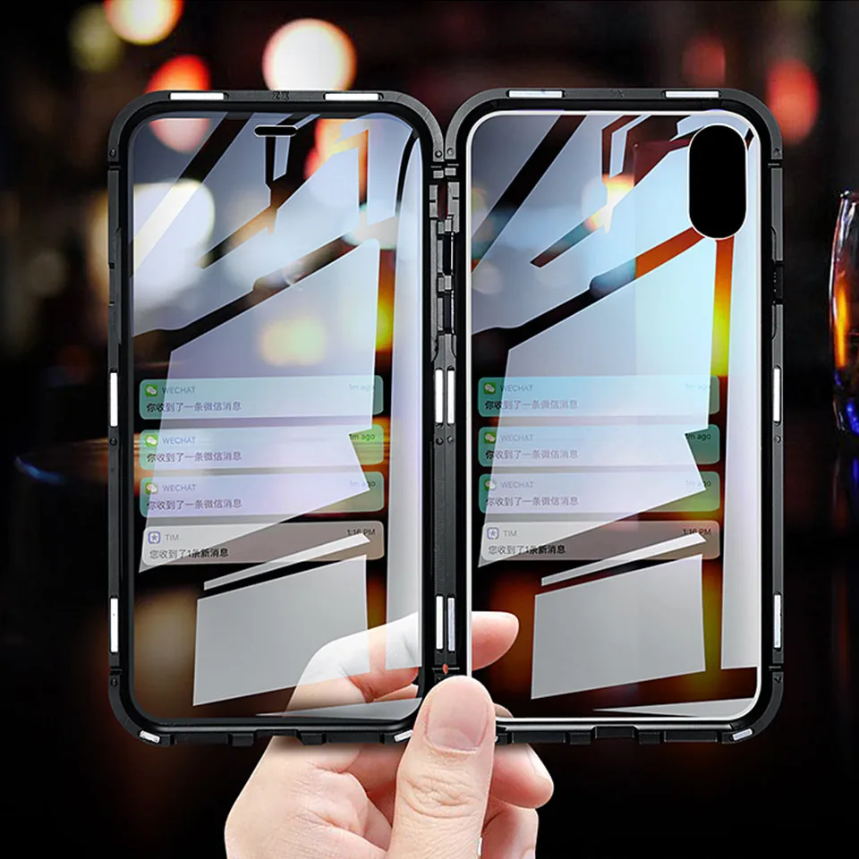 Двухсторонний стеклянный Магнитный чехол для телефона iphone X XS Max 8 7 Plus