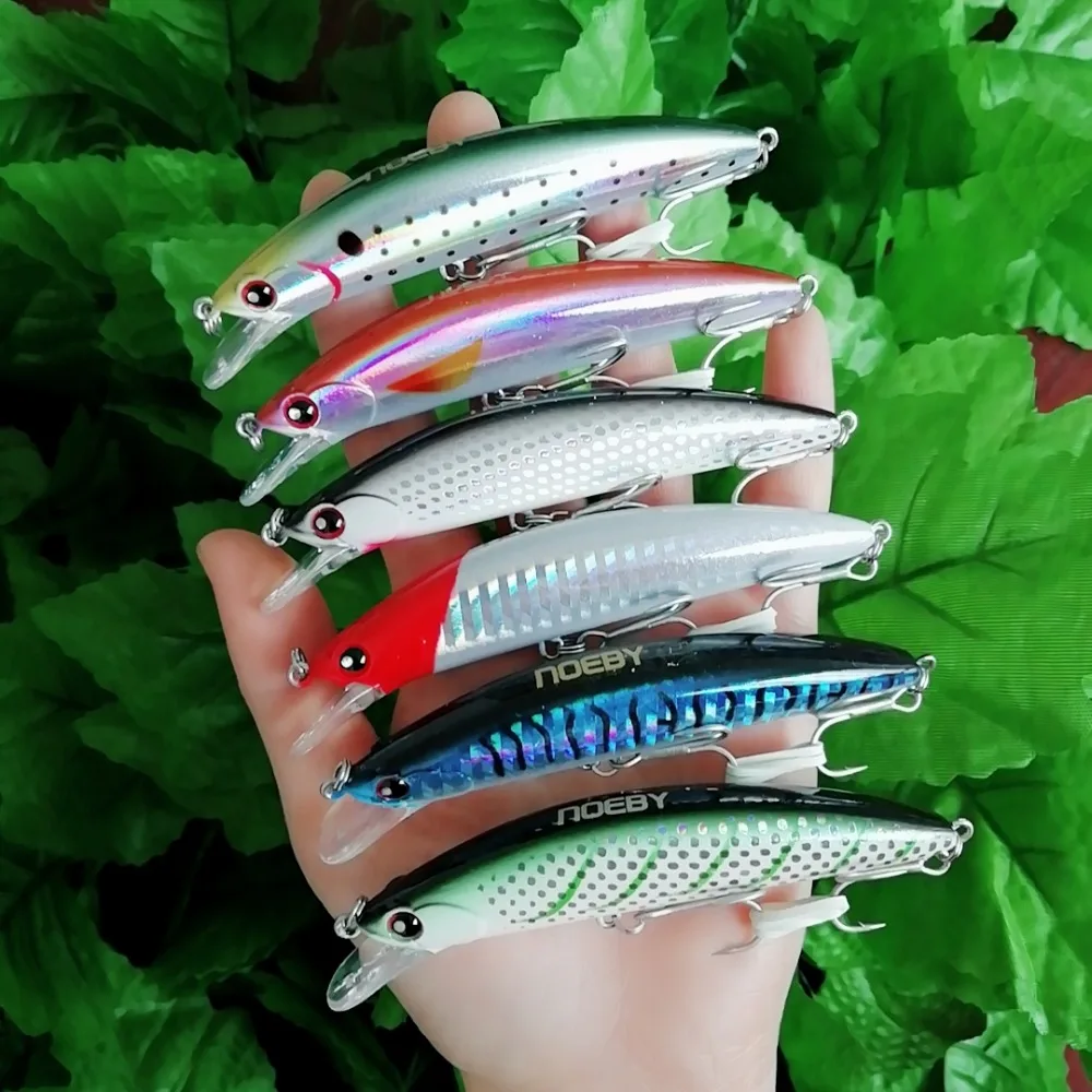 

NOEBY 6pcs Fishing Plastic Lure 90mm 28g Minnow Sinking 0.2-2.5m Isca Pesca Leurre Peche Souple Hard Bait Fishing Tackle