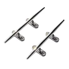 JEAZEA New Stainless Steel Silver 2 PCS 4 inch / 6 inch Dock Deck Line Rope Cleat Tie For Boat Yacht Marine Hardware