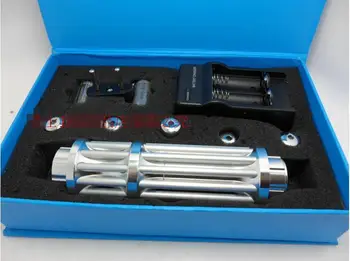 

Strong power Military Blue laser pointer Flashlight 450nm 500W 500000m burning match/dry wood/black/cigarettes+5 caps Hunting