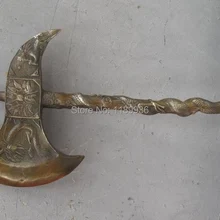 Китайская бронза резные древние боевые искусства оружие Дракон топор статуя