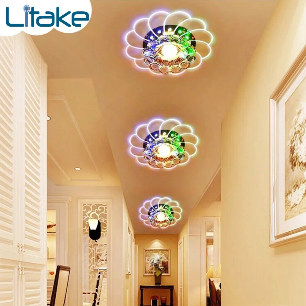 

Litake Luxurious Crystal Chandelier LED Ceiling Lamp Colorful 5W Flush Mount for Home Hallway Bedroom Kitchen Decor