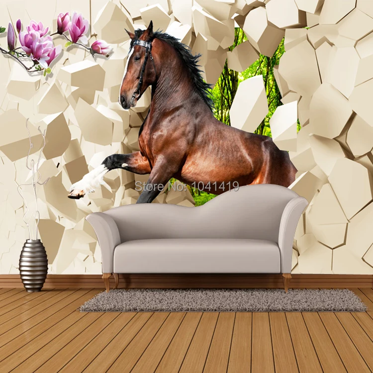 Индивидуальный размер 3D фото обои реалистичные животные лошадь кабинет фон Современный домашний декор высокое качество нетканые настенные росписи