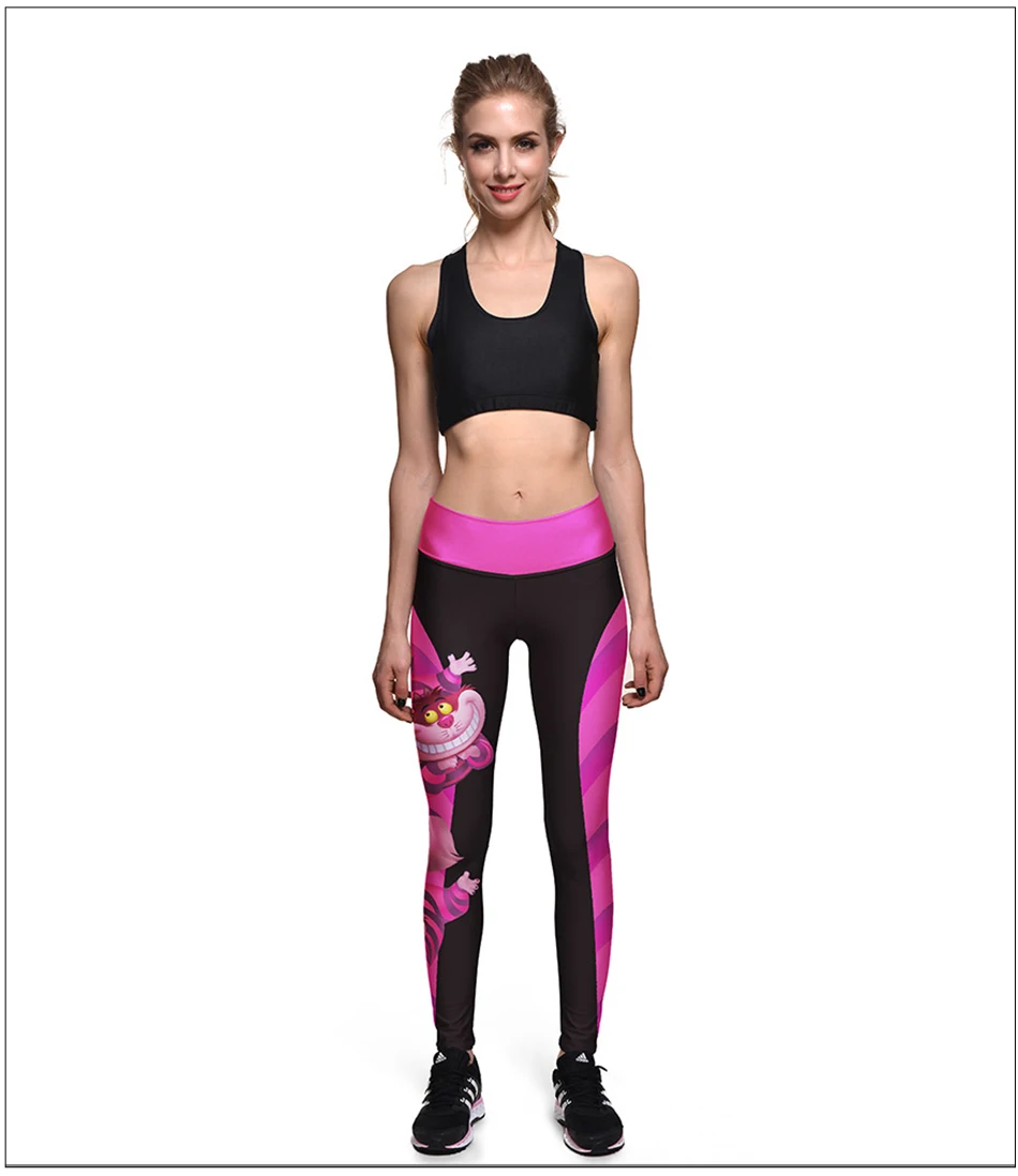 [You're My Secret] Halloween Women Leggings High Waist Silm Fitness Leggins Alice In Wonderland Smile Cat Digital Print Pants seamless leggings