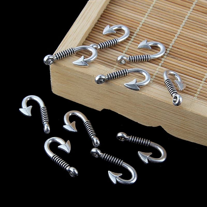 Wholesale 30pcs Trendy Alloy Silver Plated Fish Hook Charms Pendant For