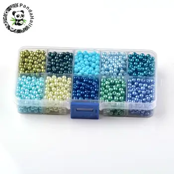 

4/6/8/10mm Beads Mixed 10 Colors Pearlized Round Glass Pearl Beads for Jewelry Making DIY Bracelets Earrings Necklace, Hole: 1mm