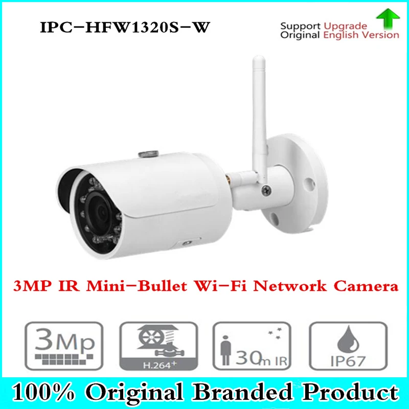 

DH IPC-HFW1320S-W With Logo Original HD Mini Bullet IP Camera WiFi Support Onvif PSIA CGI Protocol IR Range Up To 30M Wi-Fi