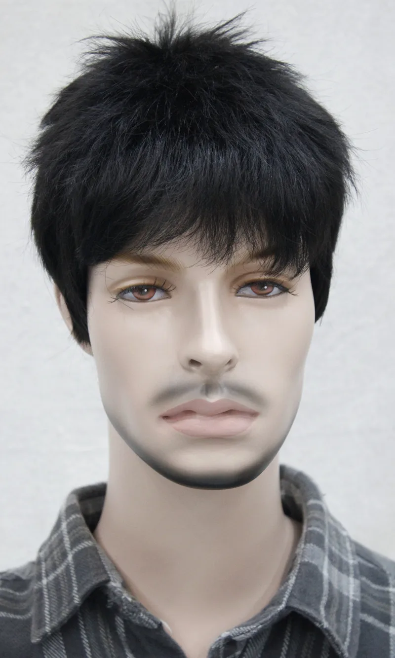 Free Shipping Black Men Wig Natural Hair Aircraft Boy Wig Men