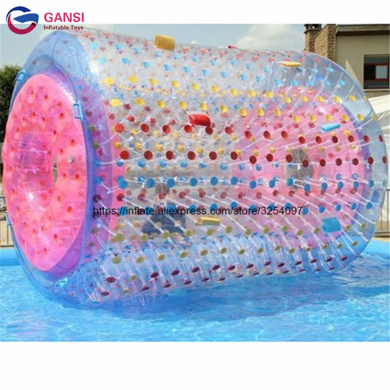 1.0mm pvc double layer water walking roller , rope buckles inflatable