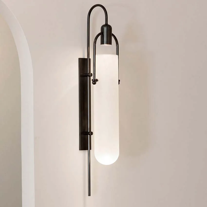  Modern wall lamps for living room black metal white glass led wall light bedroom bedside reading la - 33029608234