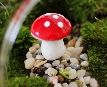 

50pcs/set Mini Red Dot Mushroom For Moss Terrarium Home Desktop Decor/Crafts/Bonsai/Doll House/Miniatures