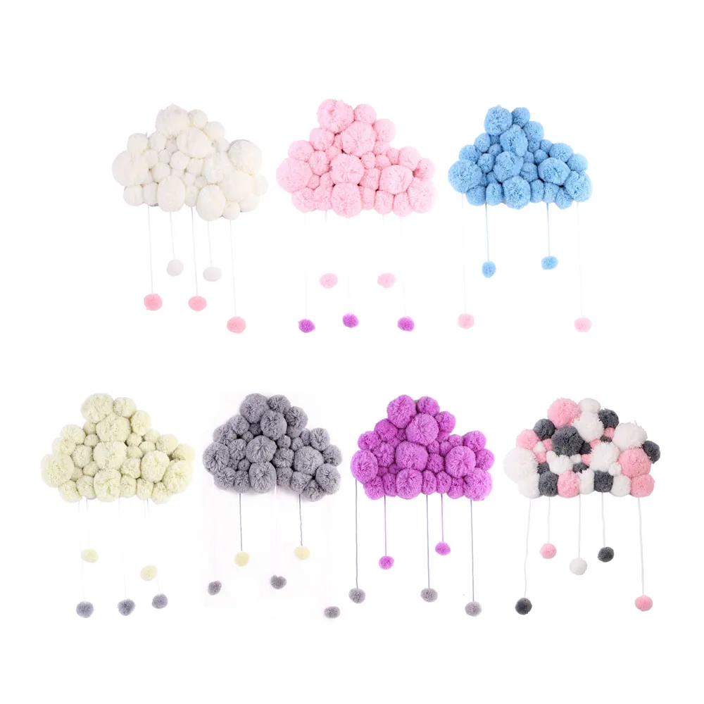 MrY Bed Hanging Tent Toy Funny Raining Clouds Water Drop hair ball string Baby Rattles for 2