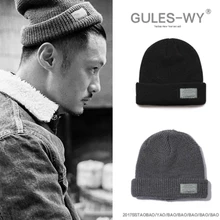 Новые мужские и женские повседневные вязаные шапки, осенне-зимняя Мужская/Женская облегающая шапка, шапки с черным/серым цветом