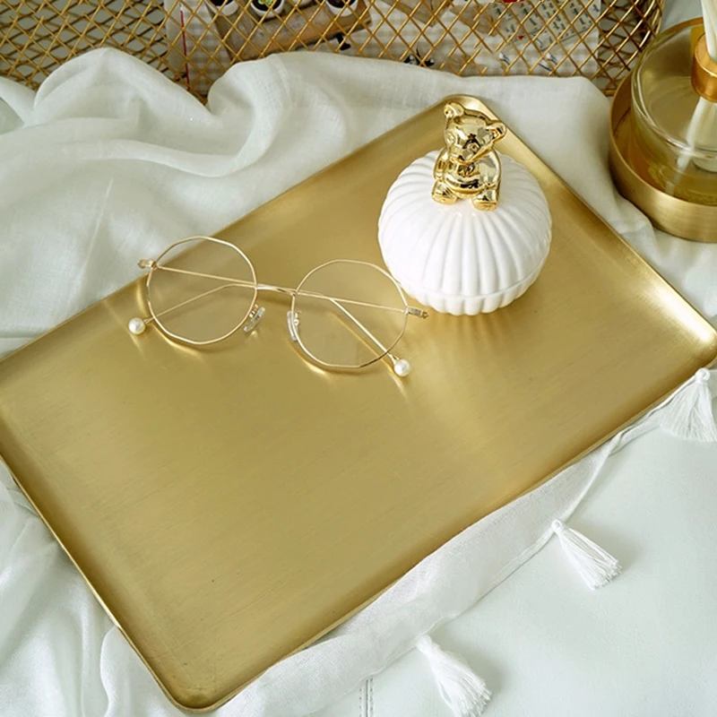 

Sweetgo Gold Tray Cupcake Tools Dessert Decorators Brushed Metal Plate For Sweet Table Home Decorating Photography Props