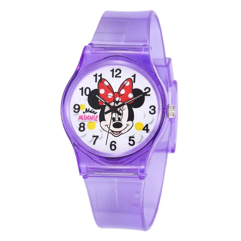 Трендовые милые детские часы с Минни Микки Маусом, прозрачные силиконовые наручные часы для мальчиков и девочек, милые детские кварцевые часы для студентов