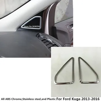 

For Ford Kuga Escape 2013 2014 2015 2016 Stainless Steel Inner Stick Door Audio Speak Cover Window Windshield Side Trim 2pcs