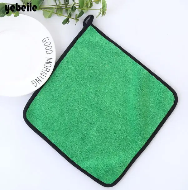 gray green Yebeile полотенце для мытья и полировки, плюшевая микрофибра, стирка, сушка, полотенце, прочная Толстая плюшевая ткань для чистки автомобиля из полиэстерового волокна - Цвет: gray green