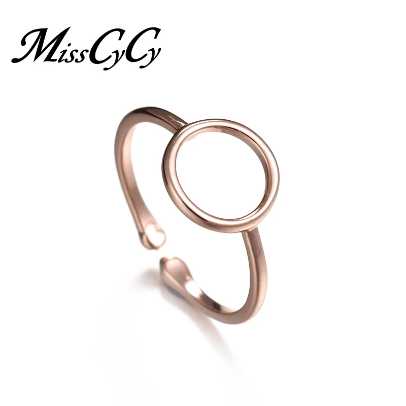 

MissCyCy Simple Style Rose Gold Color Circle Rings for Women Adjustable Ring Female Jewelry Dropshipping