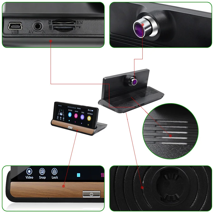 Автомобильный видеорегистратор TOPSOURCE с двумя объективами, камера регистратор, 7 дюймов, ips экран, HD 1080 P, Автомобильный видеорегистратор, камера ночного видения с задней камерой