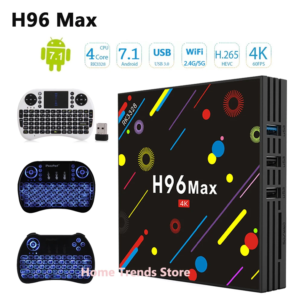 

H96 MAX H1 Android 7.1 TV Box update to H96 Max H2 4G 32G Set Top Box RK3328 Wifi Bluetooth 4K H.265 Media Player pk h96 pro