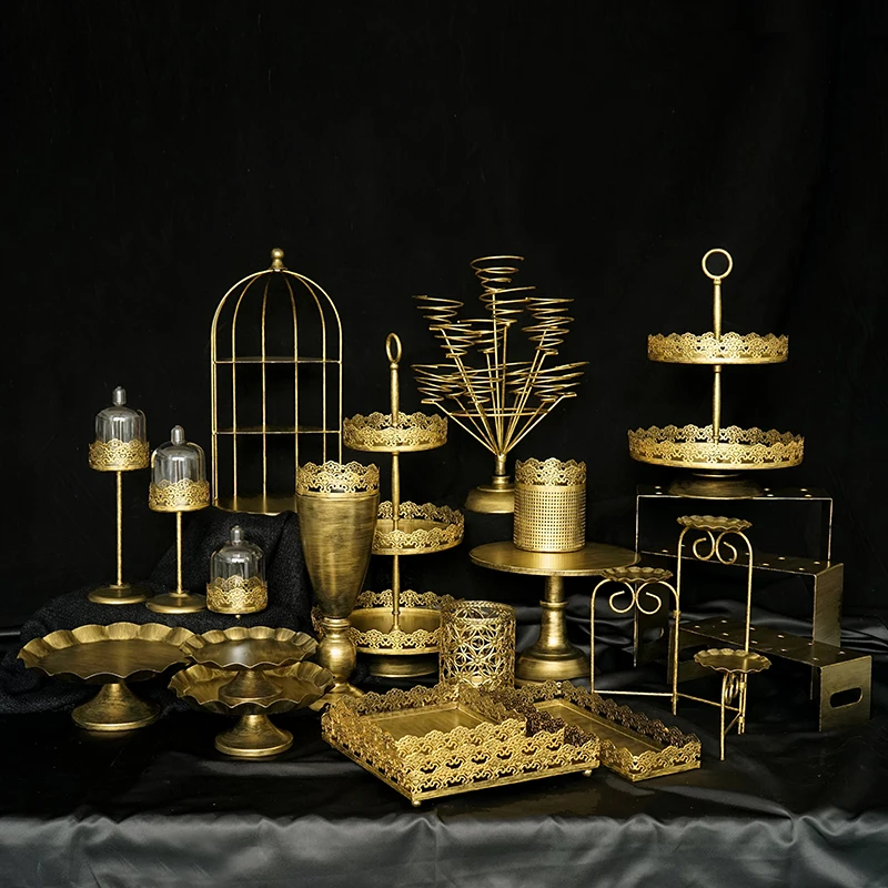 

Vintage goal cake tools tray cupcake cage decoration wedding bar dessert table party suppier