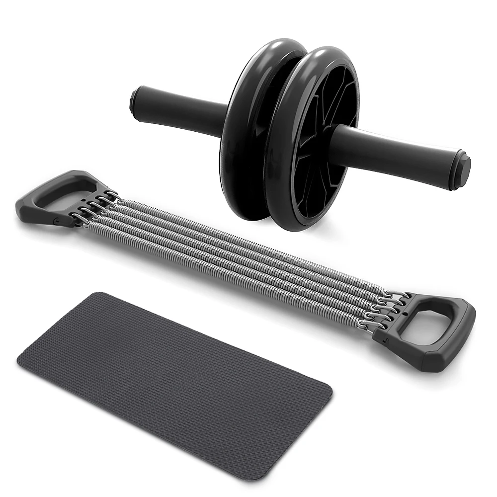 

3-IN-1 Abdominal Roller Self-Assembly Chest Pull Push-up Handles Belly AB Wheels Arm Expander Pull Bar Weight Fitness Equipment