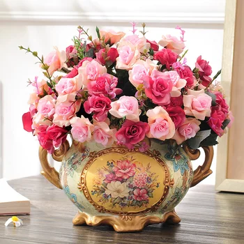 

flower decoration flower vase set the living room table decoration finished floral flower silk flower rose