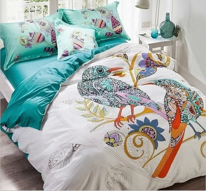 Bird Print Bedding Set 100 Egyptian Cotton Duvet Cover Sets Bed