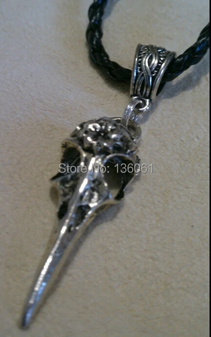 

Vintage Silver Bird Skull Mermaid Peace Sign Wolf Ohm Eye Horus Pentagram Tree Butterfly Leather Necklace Pendant Women Jewelry