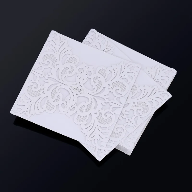  10 Pcs/ Set Wedding Party Invitation Card Decor Cards Envelope Delicate Carved Flower Wedding Party - 33030204236
