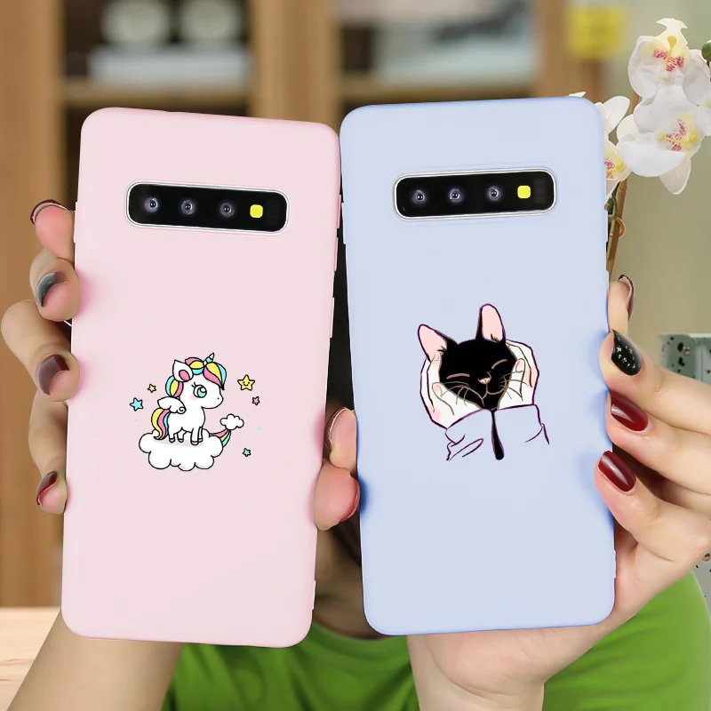 

sFOR Samsung S10e Case Phone Cute Matte Silicone Cover FOR Samsung Galaxy S10 Plus S9 Case FOR Funda Samsung S8 Case Bumper