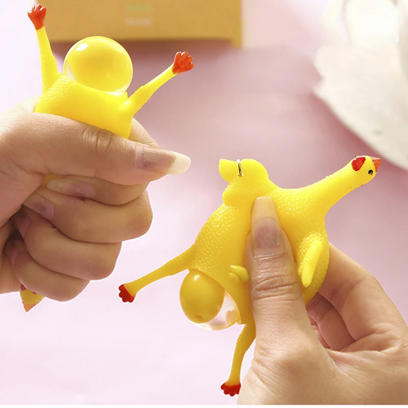 Novelty Spoof Tricky Funny Gadgets Toys Vent Chicken Whole Egg Laying Hens Crowded Stress Ball