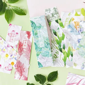 

30 pcs/box Green herb plant leaves paper bookmarks book holder children stationery office school supplie papelaria kids gifts