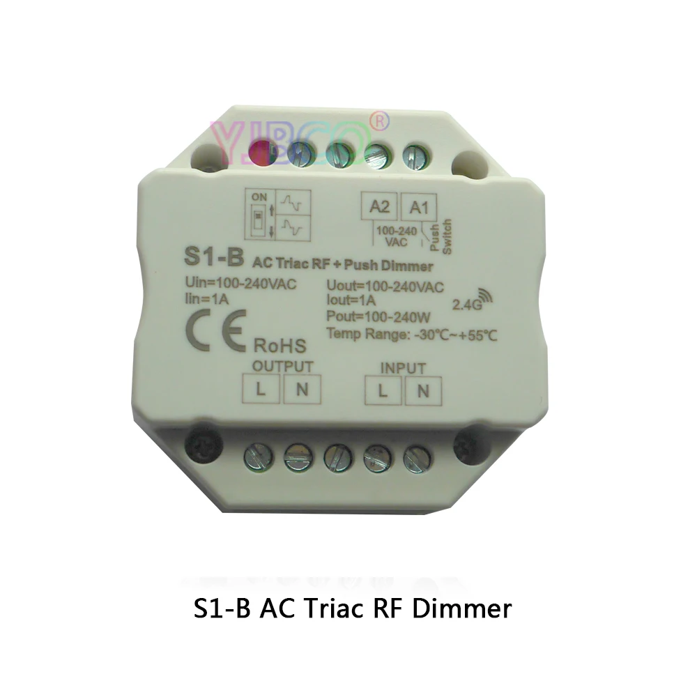 

S1-B 2.4GHz RF Wireless Remote R1 100-240VAC Input voltage;Output 100-240VAC 1A Push Dimmer Switch Led Triac Dimmer Controller