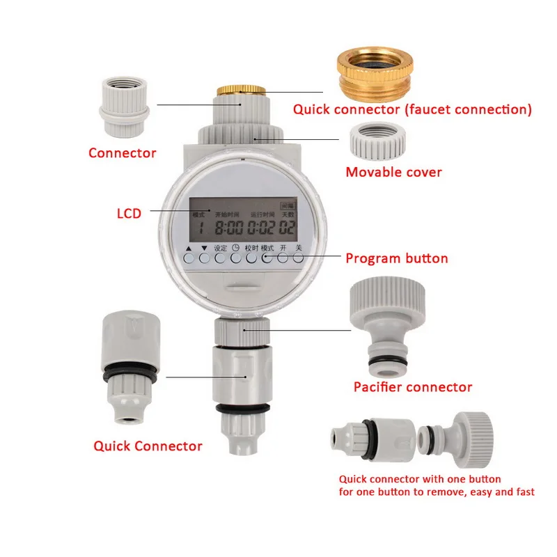 Watering Timer Solar Power Automatic Irrigation Watering Timer Programmable Hose Timers Irrigation System for Greenhouse Plant