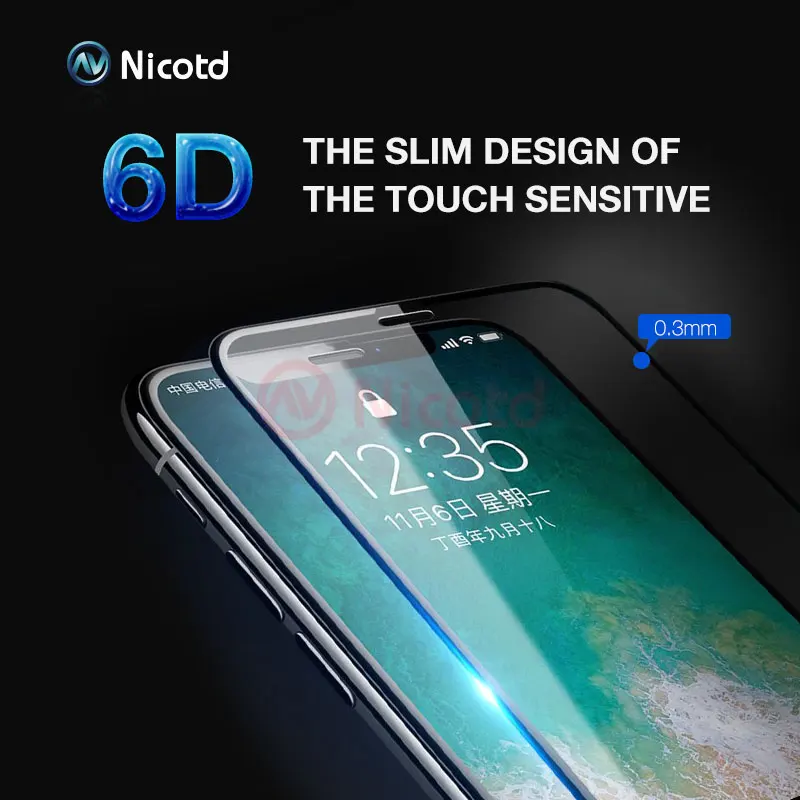 6D 360 Полное покрытие краев закаленное стекло для iphone 8 Plus X 10 Защитная пленка для экрана для iphone X 7 6 6s 7 Plus защитное стекло