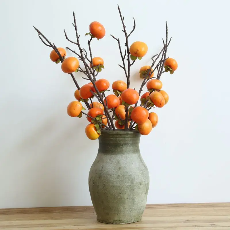 

1 Pcs Simulation Fruit Flower Home Decoration Wedding Holding Wall Fake Flower Artificial Dried Fruits Dry Branch Persimmon