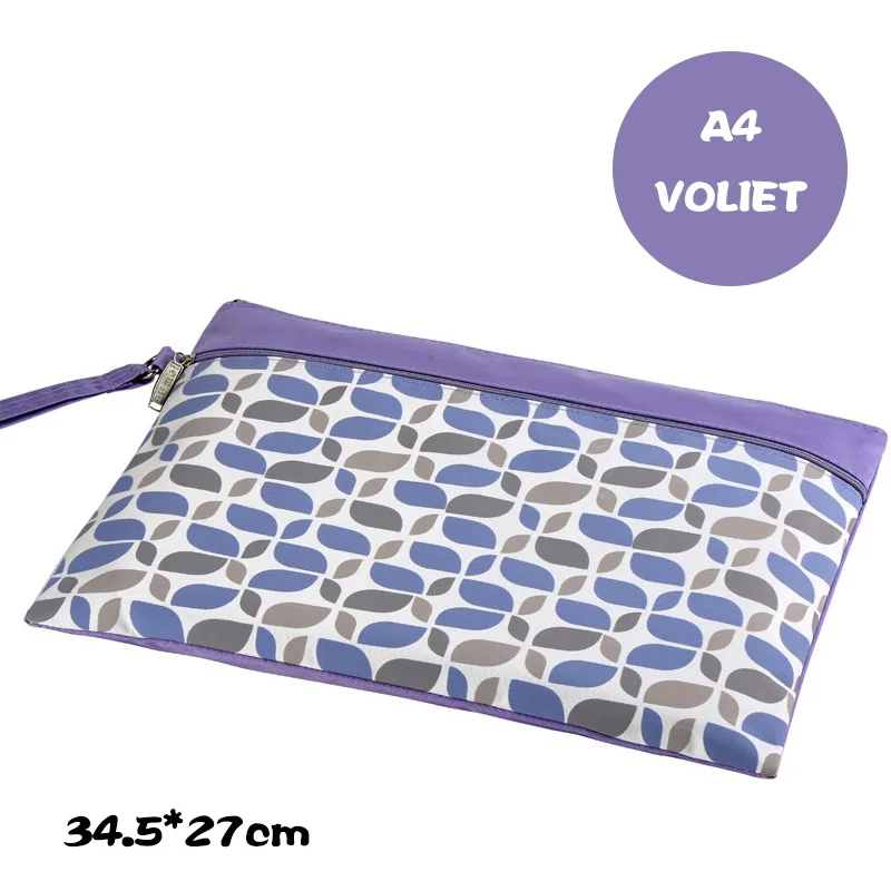 A4 VIOLET Dumei A4 A5 B6 документ мешок файл карман с двойной молнии ткань Оксфорд Цвет узор модные офисные школьные принадлежности - Цвет: A4 VIOLET