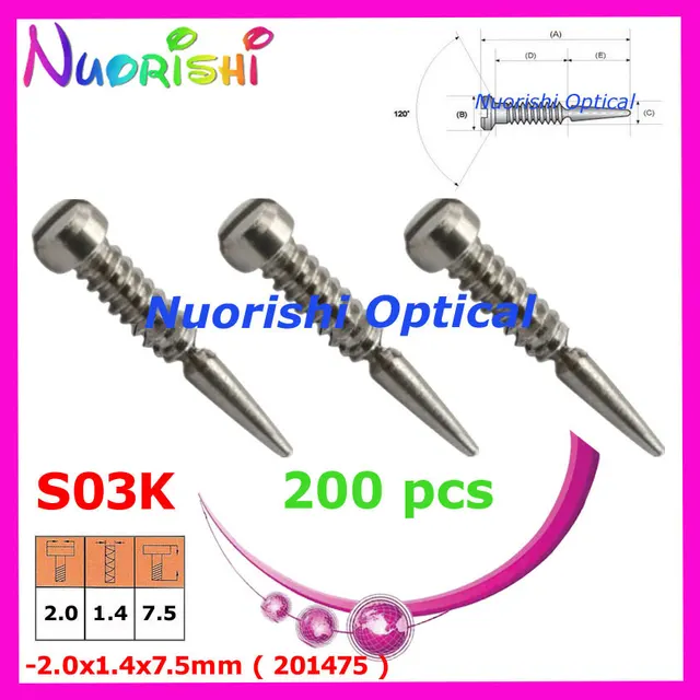 500pcs or 200pcs glasses spring hinge screws small package eyeglasses eyewear screws 2.0X1.4X6.0
