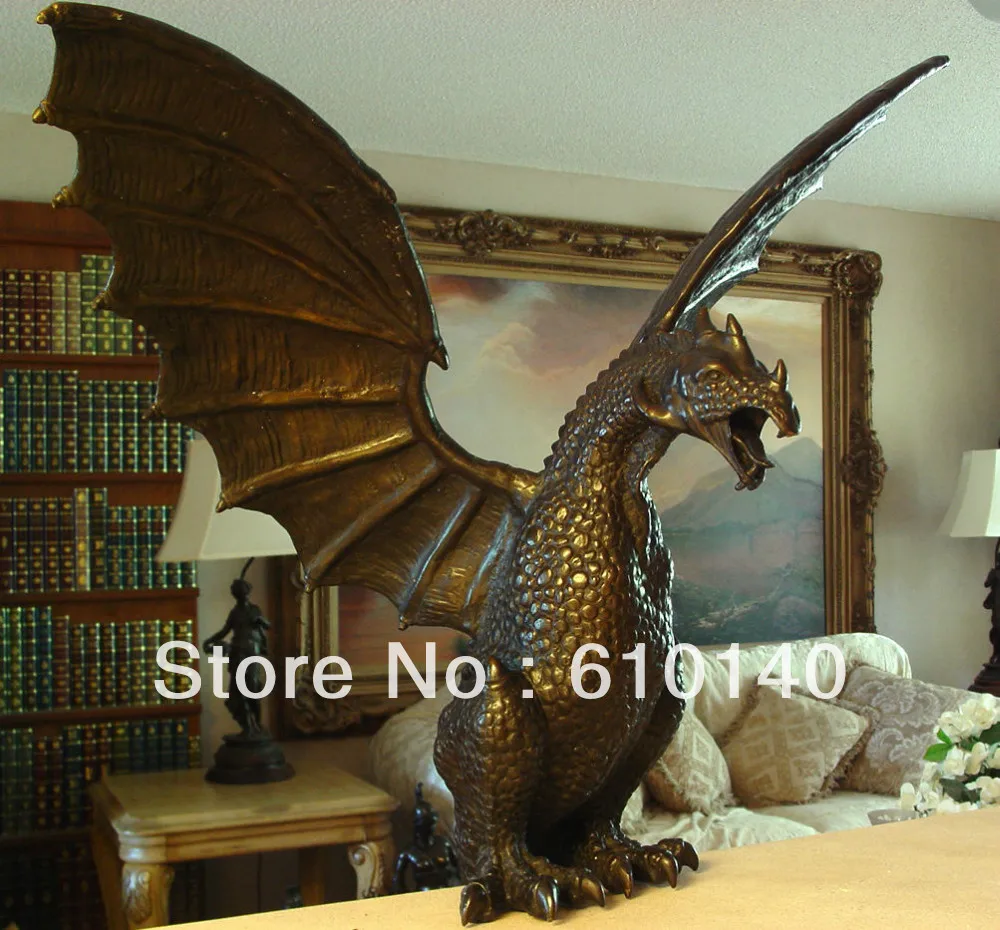 

Winged Dragon Fantasy Mythology Gargoyle 36" Unique Bronze Statue Sculpture