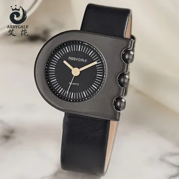 

New Fashion ABBYGALE Ladies Watches Stainless Steel Square Dial Quartz Wristwatches Leather Strap Clock Elegant Dress Reloj Muje