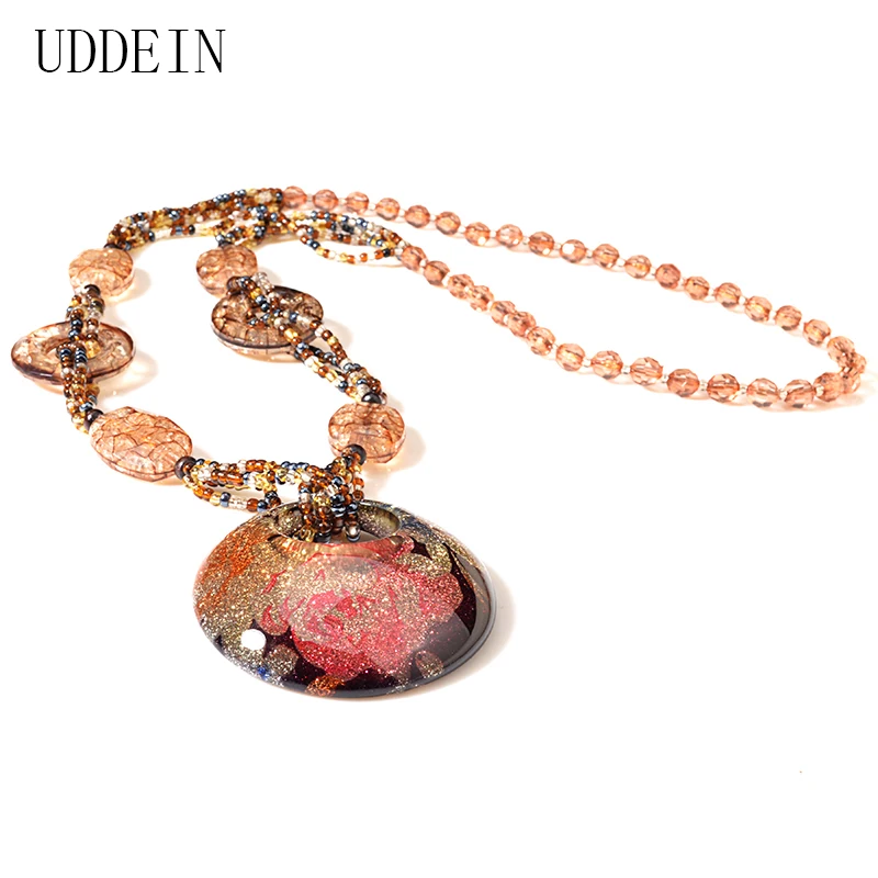 

UDDEIN Long Necklace Pendant Round Resin Resin Gem statement jewelry bib Beads Handmade vintage bohemian necklace women collares