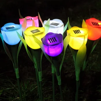 

1PCS 1.2V Outdoor Lighting Yard Garden Solar Power LED Lamp Romance Tulip Flower Shape Lawn Lamps Decoration Lights Luminaria AA
