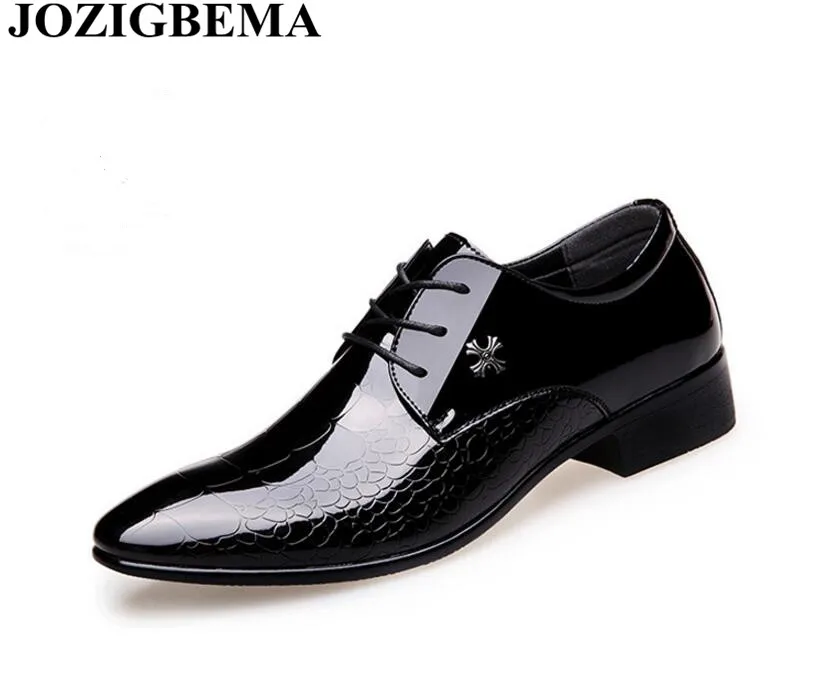 

JOZIGBEMA Designer Luxury Brand Oxfords Shoes For Men Dress Shoes Patent Leather Croco Office Dress Shoes Zapatos Hombre sapato