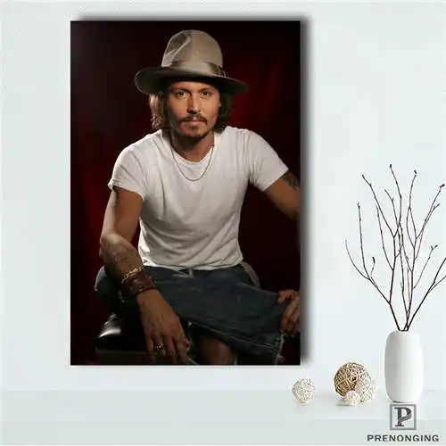 Изготовленный На Заказ рисунок из ткани с принтом Johnny Depp (1) @ Печатный постер для