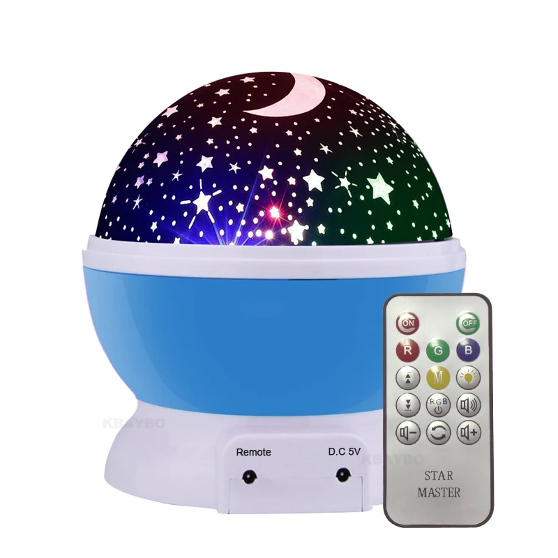 

Remote Battery Operated Emergency Lamp LED Rotating Stars Projector Novelty Lighting Moon Sky Rotation Kids Baby Nursery 3w ligh