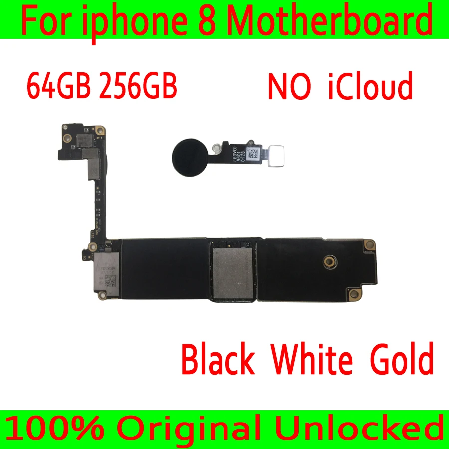 

100% Original for iphone 8 unlocked Motherboard with Touch ID,for iphone 8 Mobile phone Maniboard 64GB / 256GB,Good Tested